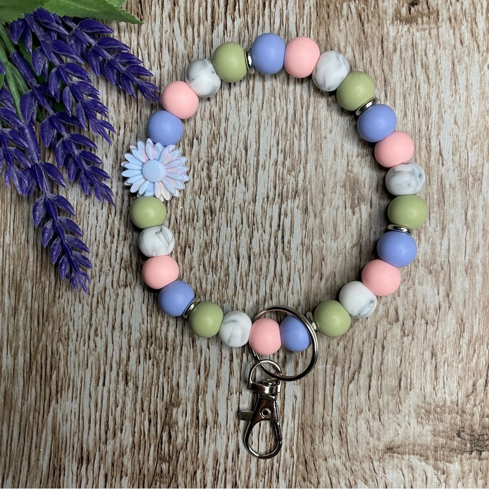 Wristlet Keychain Valentine Artisan Beaded Handcrafted Bracelet Gift Key